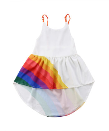 Sleeveless rainbow print dress