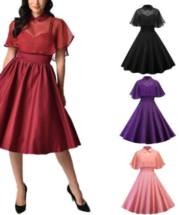 Cape shawl two-piece doll collar dress