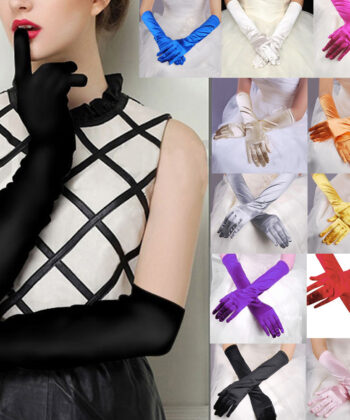 Womens Long-Gloves Satin Opera Womens Stretch Party Evening Banquet Opera Evening Party Prom Gloves
