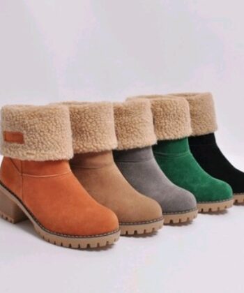Mid-Tube Thick Heel Suede Snow Boots