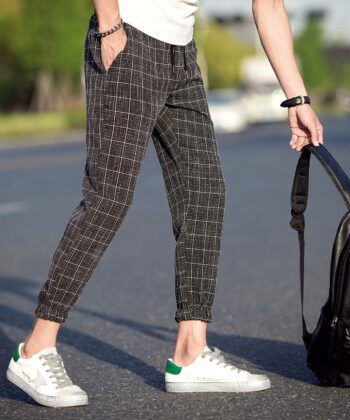 Plaid linen pants