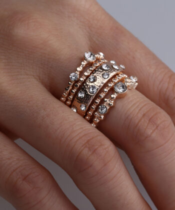European And American Jewelry Rose Gold Stackable Diamonds Set Of Five Sets Of Rings BohemiaJ